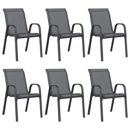 Chaises empilables de jardin lot de 6 Gris Tissu textilène 2