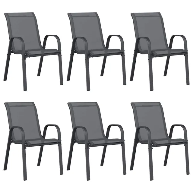 Chaises empilables de jardin lot de 6 Gris Tissu textilène