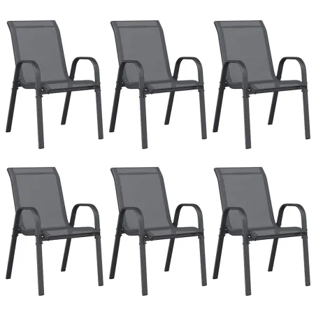 Chaises empilables de jardin lot de 6 Gris Tissu textilène