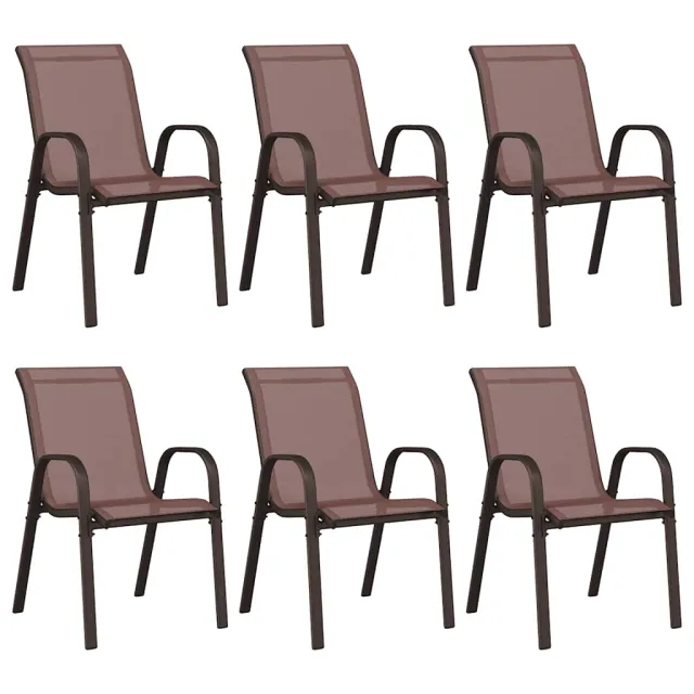 Chaises empilables de jardin lot de 6 Marron Tissu textilène