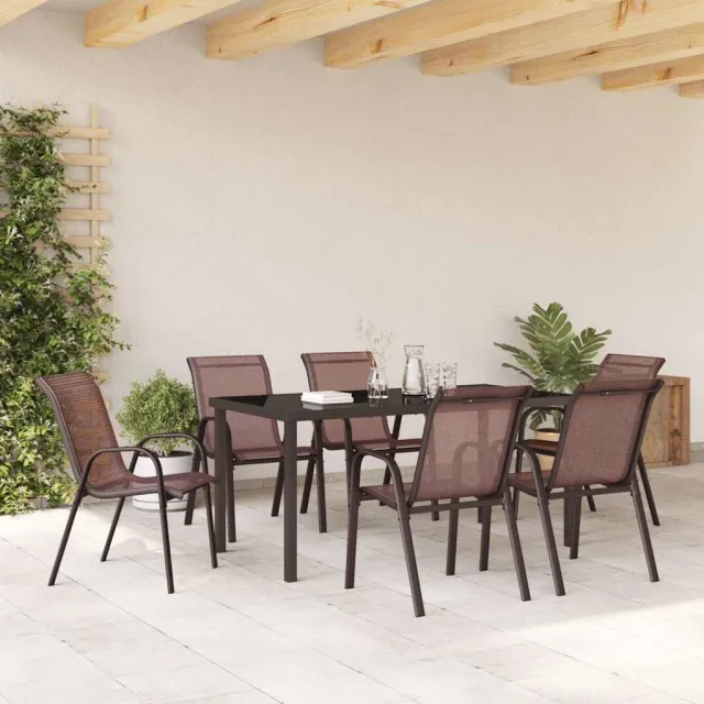 Chaises empilables de jardin lot de 6 Marron Tissu textilène