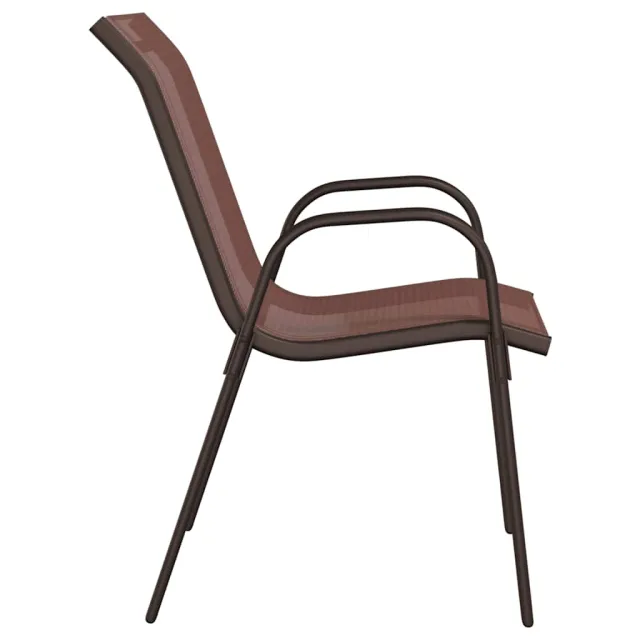 Chaises empilables de jardin lot de 6 Marron Tissu textilène