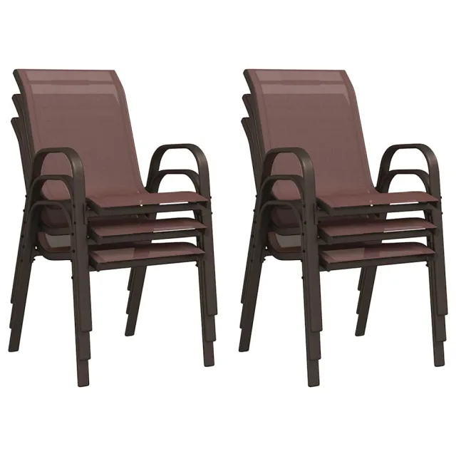 Chaises empilables de jardin lot de 6 Marron Tissu textilène