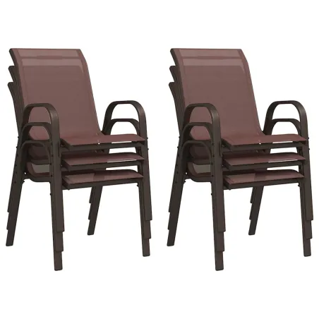 Chaises empilables de jardin lot de 6 Marron Tissu textilène