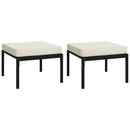 Salon de jardin 6 pcs avec coussins sable acier