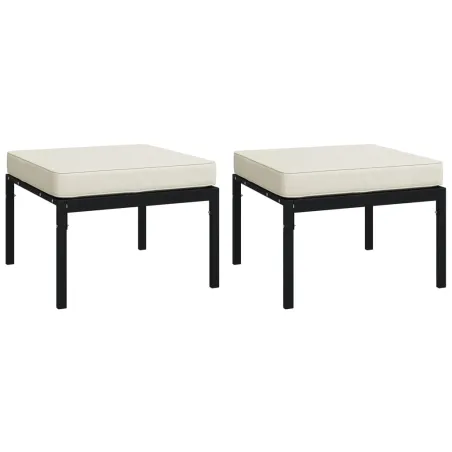 Salon de jardin 6 pcs avec coussins sable acier