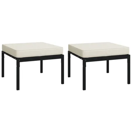 Salon de jardin 5 pcs avec coussins sable acier