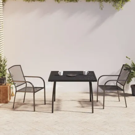 Ensemble à manger de jardin 3 pcs anthracite acier