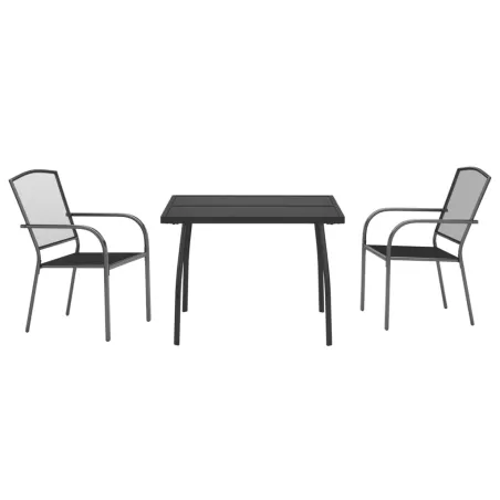 Ensemble à manger de jardin 3 pcs anthracite acier