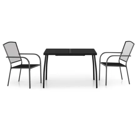 Ensemble à manger de jardin 3 pcs anthracite acier 2
