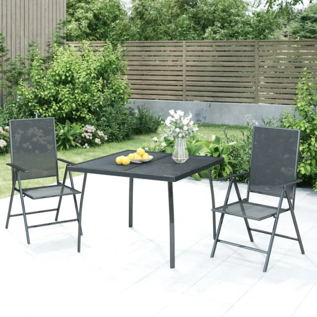 Ensemble à manger de jardin 3 pcs anthracite acier