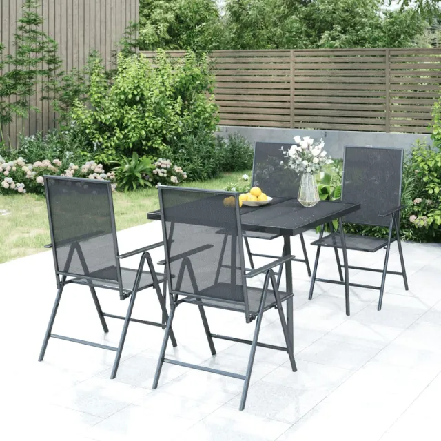 Ensemble à manger de jardin 5 pcs anthracite acier