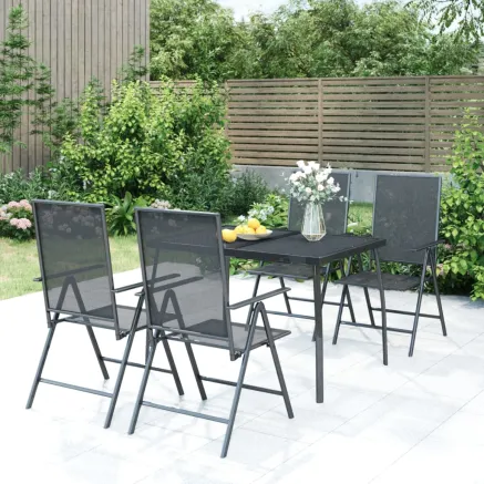 Ensemble à manger de jardin 5 pcs anthracite acier