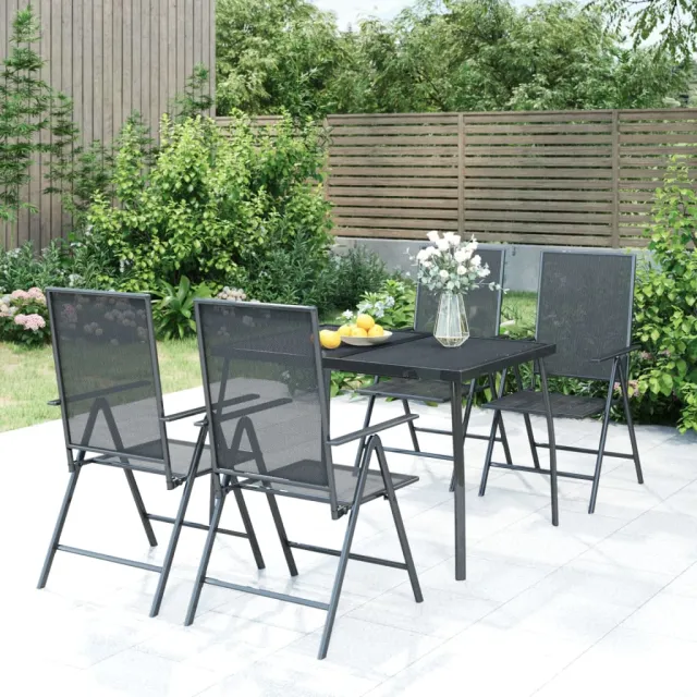 Ensemble à manger de jardin 5 pcs anthracite acier