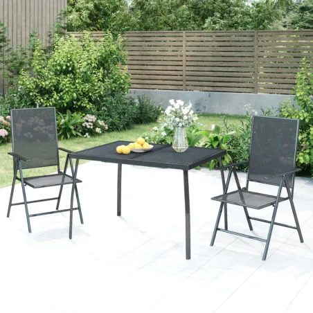 Ensemble à manger de jardin 3 pcs anthracite acier