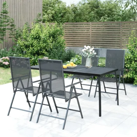 Ensemble à manger de jardin 5 pcs anthracite acier