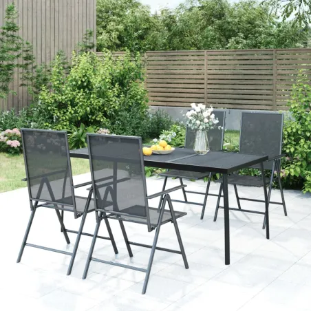 Ensemble à manger de jardin 5 pcs anthracite acier