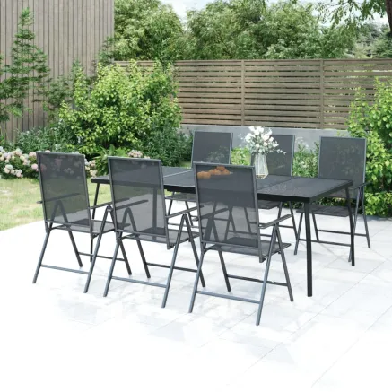 Ensemble à manger de jardin 7 pcs anthracite acier