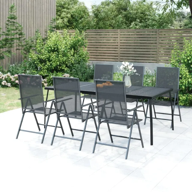 Ensemble à manger de jardin 7 pcs anthracite acier