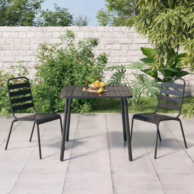 Ensemble à manger de jardin 3 pcs anthracite acier