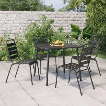 Ensemble à manger de jardin 5 pcs anthracite acier