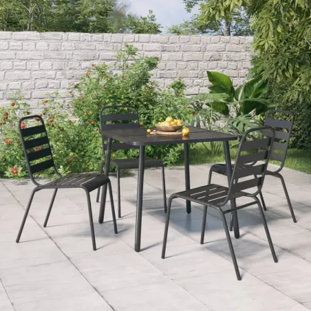 Ensemble à manger de jardin 5 pcs anthracite acier