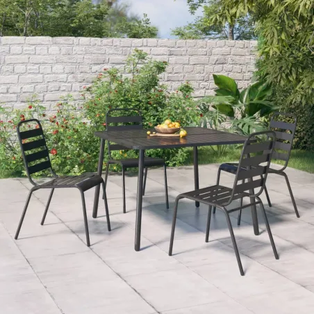 Ensemble à manger de jardin 5 pcs anthracite acier