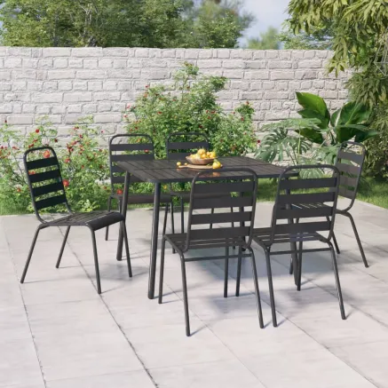 Ensemble à manger de jardin 7 pcs anthracite acier