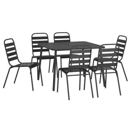 Ensemble à manger de jardin 7 pcs anthracite acier