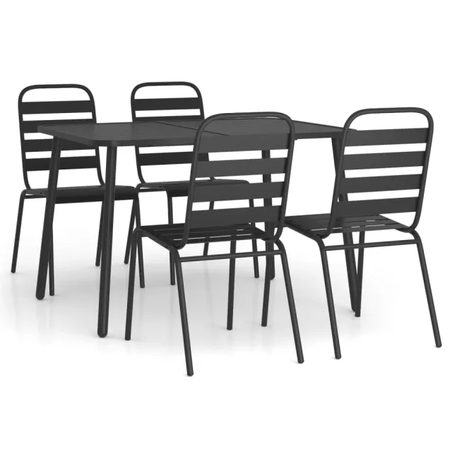 Ensemble à manger de jardin 5 pcs anthracite acier