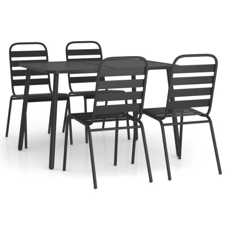 Ensemble à manger de jardin 5 pcs anthracite acier