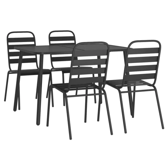 Ensemble à manger de jardin 5 pcs anthracite acier
