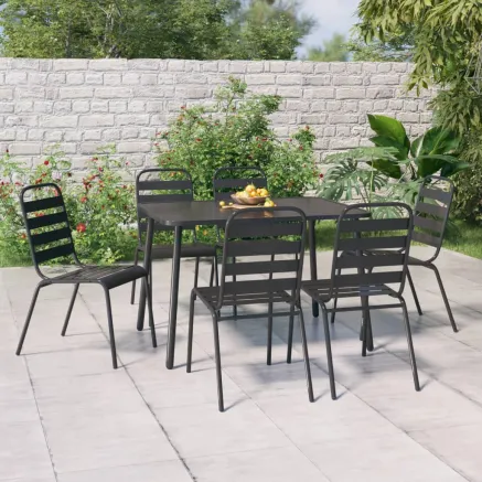 Ensemble à manger de jardin 7 pcs anthracite acier