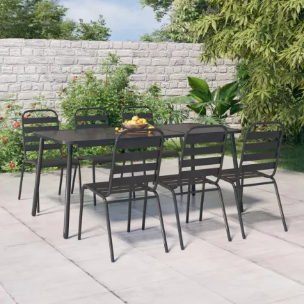 Ensemble à manger de jardin 7 pcs anthracite acier
