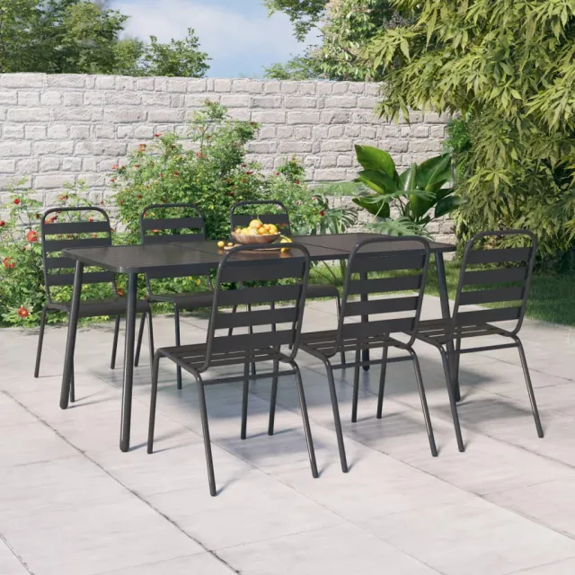 Ensemble à manger de jardin 7 pcs anthracite acier