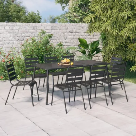 Ensemble à manger de jardin 9 pcs anthracite acier