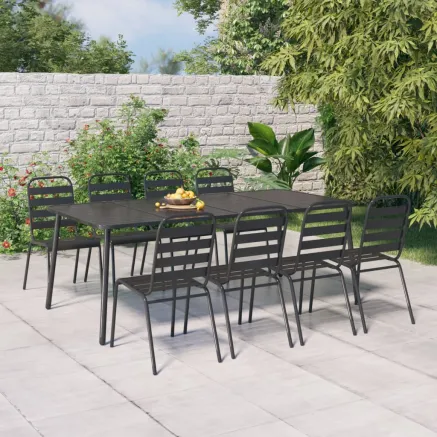 Ensemble à manger de jardin 9 pcs anthracite acier