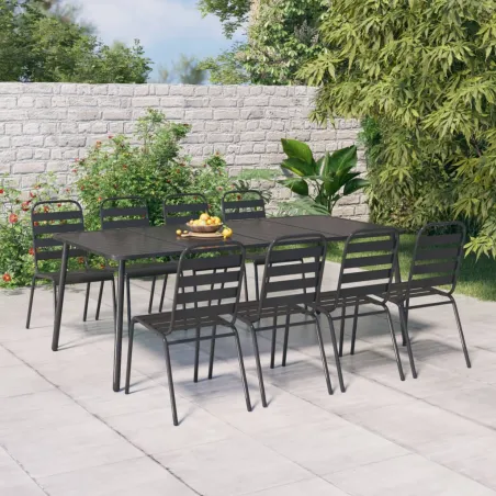 Ensemble à manger de jardin 9 pcs anthracite acier