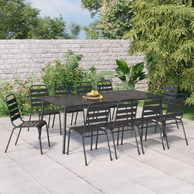 Ensemble à manger de jardin 11 pcs anthracite acier