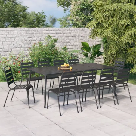 Ensemble à manger de jardin 11 pcs anthracite acier