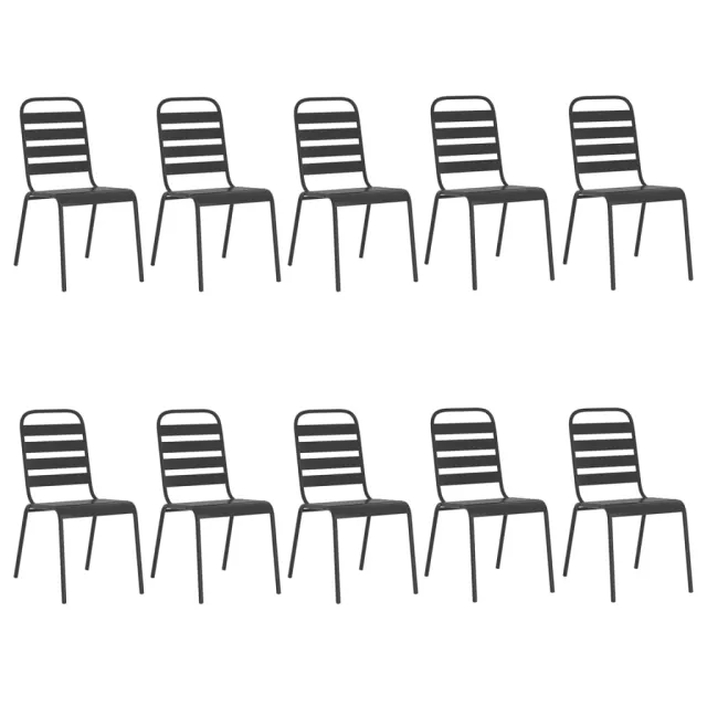 Ensemble à manger de jardin 11 pcs anthracite acier