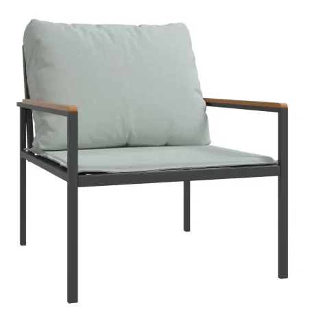 Salon de jardin avec coussins 4 pcs anthracite acier