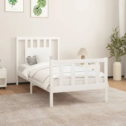 Cadre de lit sans matelas blanc bois de pin massif 90x200 cm