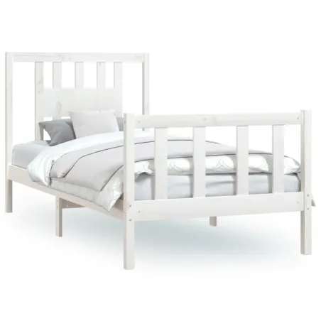 Cadre de lit sans matelas blanc bois de pin massif 90x200 cm