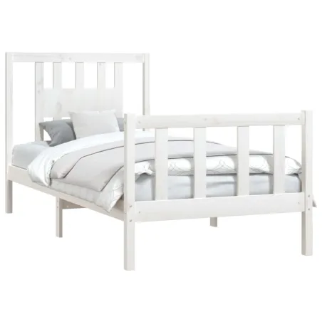 Cadre de lit sans matelas blanc bois de pin massif 90x200 cm