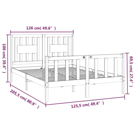 Cadre de lit sans matelas bois de pin massif 120x200 cm