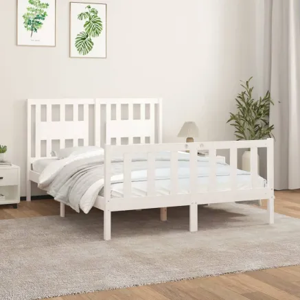 Cadre de lit sans matelas blanc bois de pin massif 120x200 cm