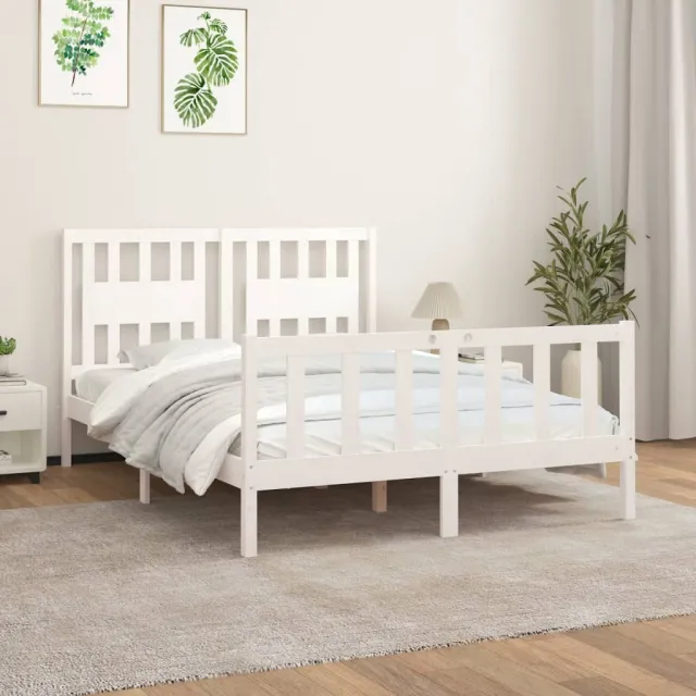 Cadre de lit sans matelas blanc bois de pin massif 120x200 cm