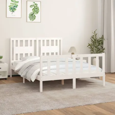 Cadre de lit sans matelas blanc bois de pin massif 120x200 cm
