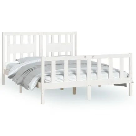 Cadre de lit sans matelas blanc bois de pin massif 120x200 cm 2